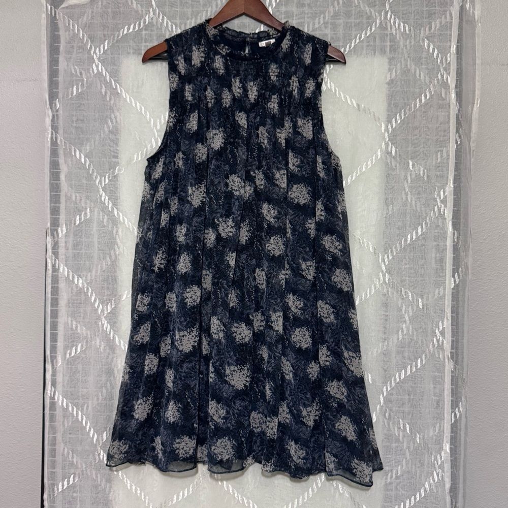 Joie Sleeveless High Neck Dark Blue Floral Mini Dress
